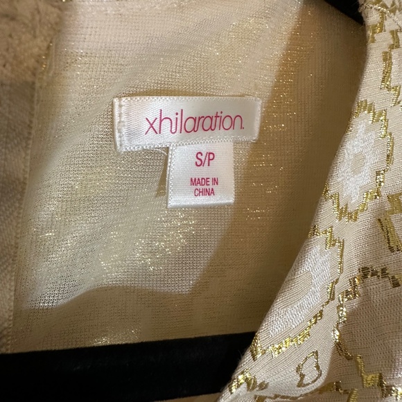 Gold and Ivory Metallic Lace Front Brocade Party Holiday Cocktail Dress - Picture 7 of 10